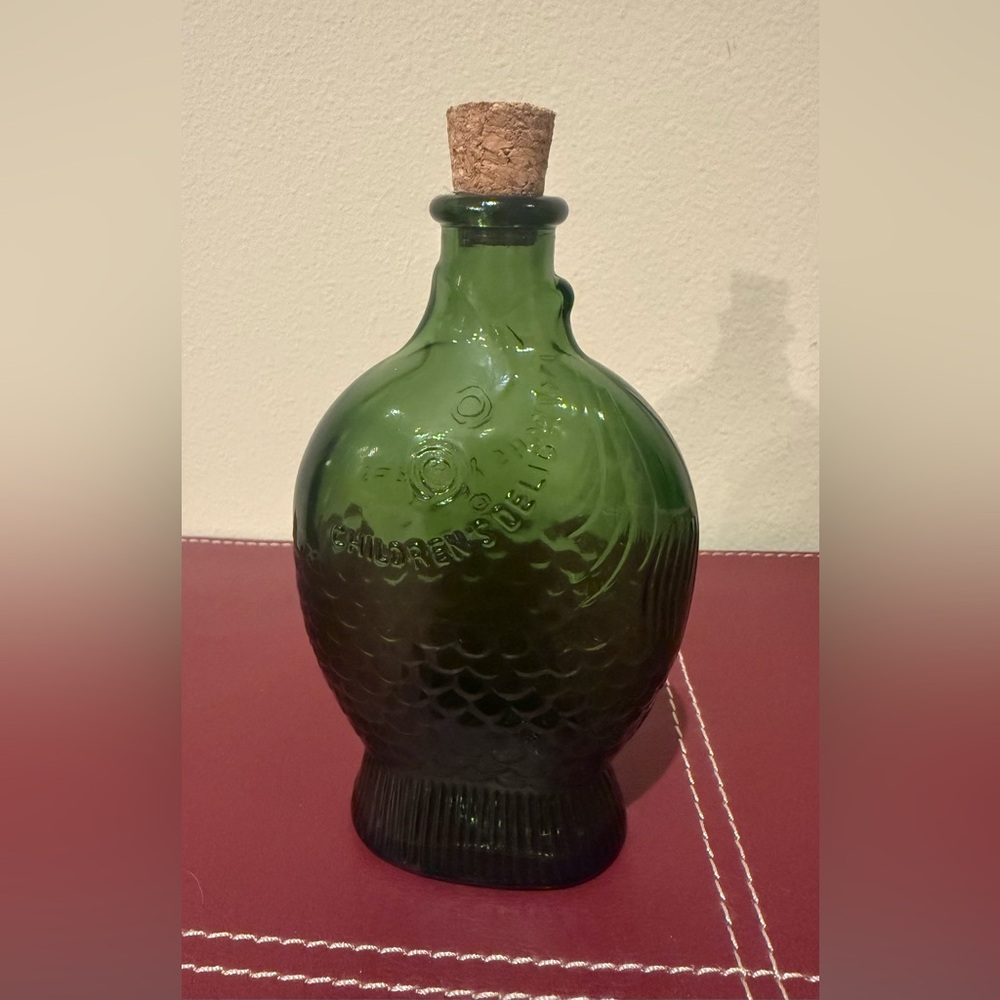 Children's Delight Dr. Fisch's Bitters Green Fish Bottle Wheaton w/ Stopper